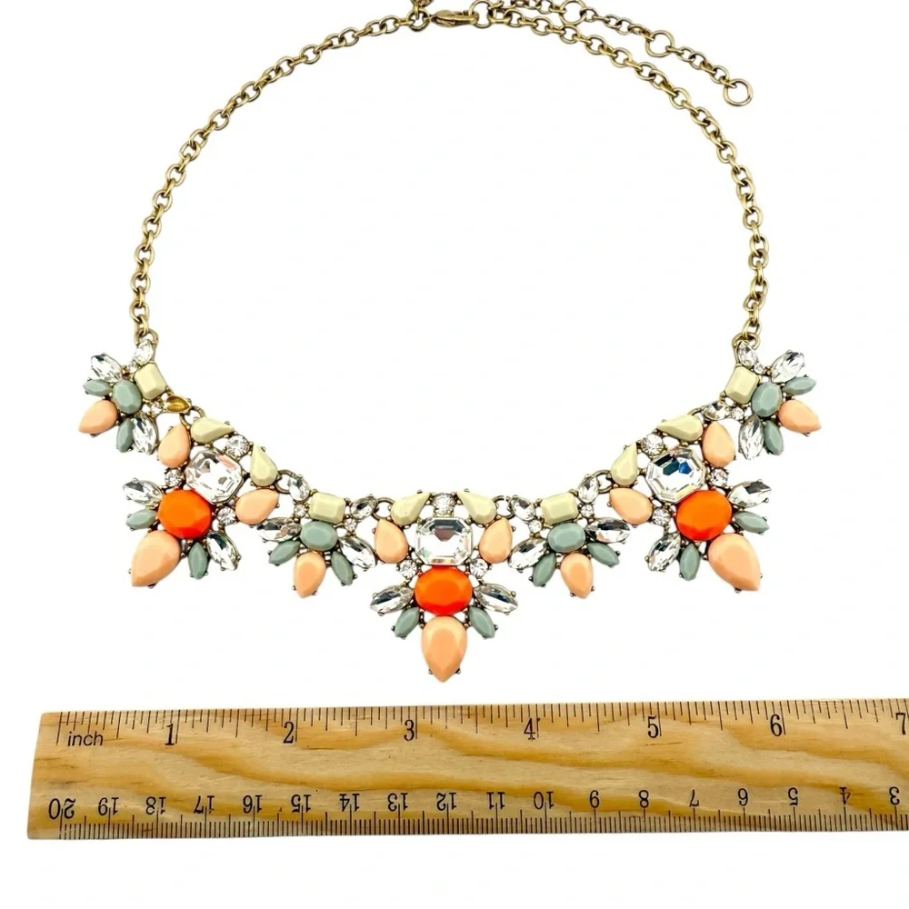 J. Crew Necklace in Orange, Gray, Peach and Cream Multi-Color Statement